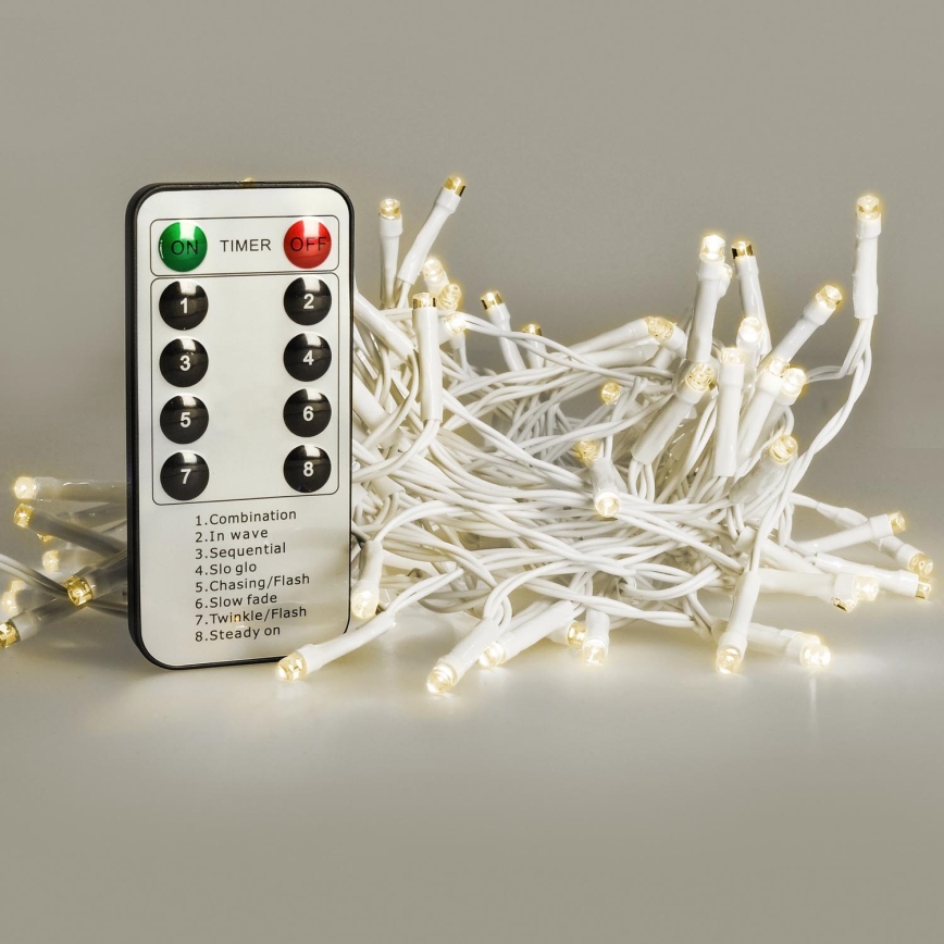 Brilagi - Catena natalizia LED da esterno 120xLED/8 funzioni/3xAA 9,5m bianco IP44 bianco caldo + telecomando