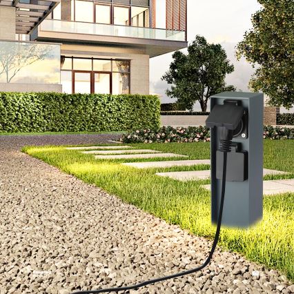 Brilagi - Colonne de prises extérieur PILLAR 2Z SCHUKO 230V IP44 anthracite