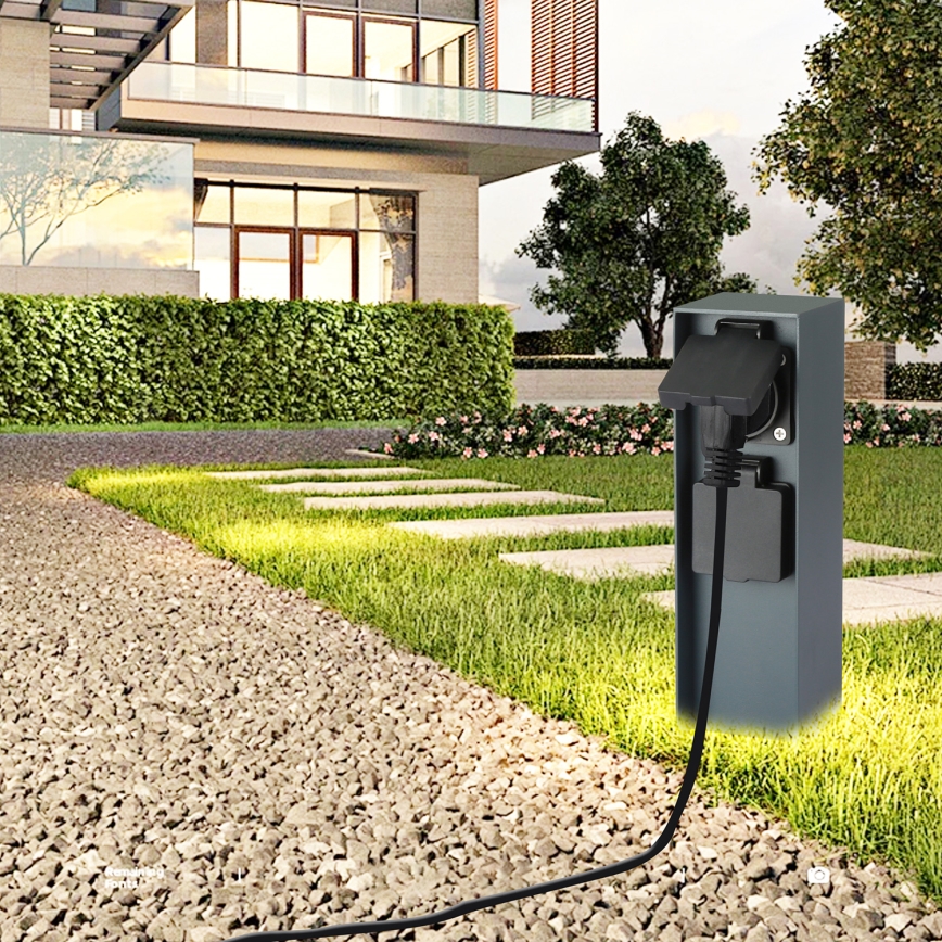 Brilagi - Colonne de prises extérieur PILLAR 2Z SCHUKO 230V IP44 anthracite