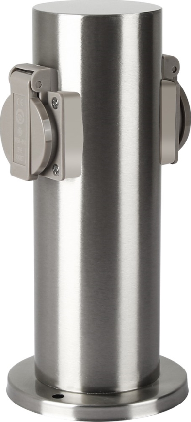 Brilagi - Colonne de prises extérieur PILLAR 2Z SCHUKO 230V IP44 chrome mat