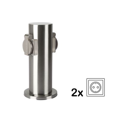 Brilagi - Colonne de prises extérieur PILLAR 2Z SCHUKO 230V IP44 chrome mat