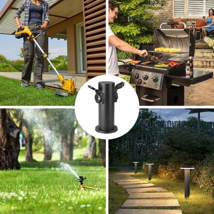 Brilagi - Colonne de prises extérieur PILLAR 2Z SCHUKO 230V IP44 noir