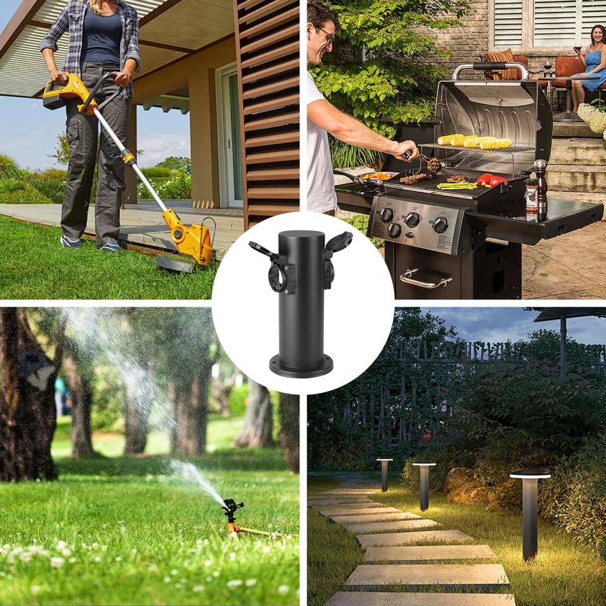 Brilagi - Colonne de prises extérieur PILLAR 2Z SCHUKO 230V IP44 noir