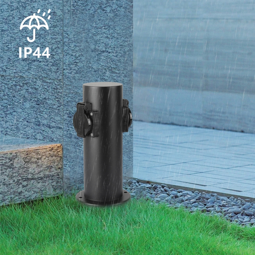 Brilagi - Colonne de prises extérieur PILLAR 2Z SCHUKO 230V IP44 noir