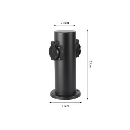 Brilagi - Colonne de prises extérieur PILLAR 2Z SCHUKO 230V IP44 noir