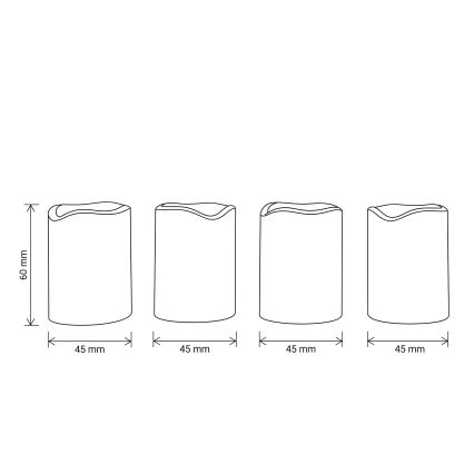 BRILAGI - Confezione da 4 candele LED LED/1xCR2032 color crema + timer