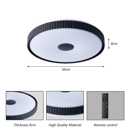 Brilagi - LED-dimmbare Deckenleuchte CORVO LED/72W/230V 3000-6000K schwarz Ø 50 cm + Fernbedienung