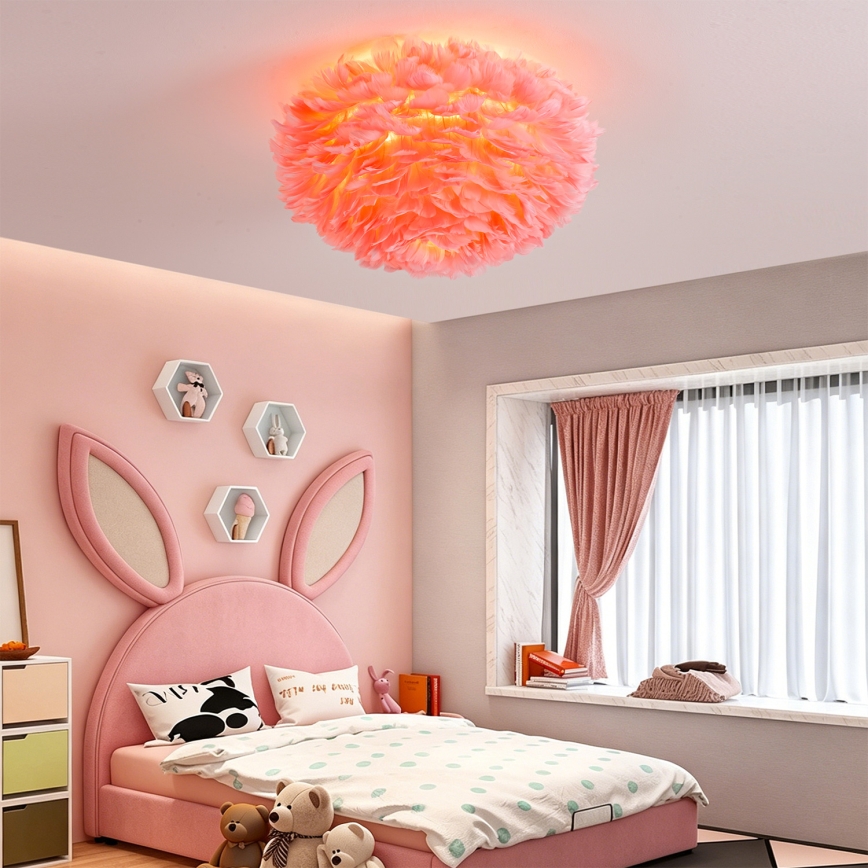 Brilagi - Deckenleuchte FEATHER 3xE27/40W/230V, Ø 50 cm, rosa