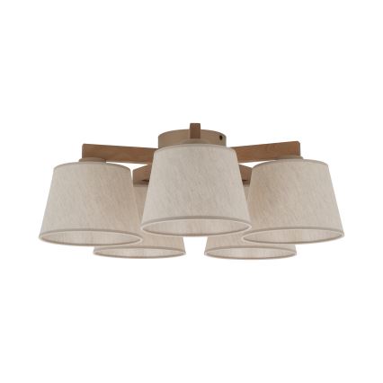 Brilagi - Deckenleuchte LATTE SABIA 5xE27/15W/230V Kiefer/Creme