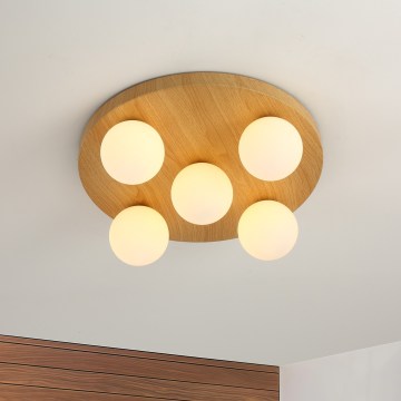 Brilagi - Deckenleuchte LUND WOOD 5xG9/9W/230V Ø 40 cm Gummibaumholz