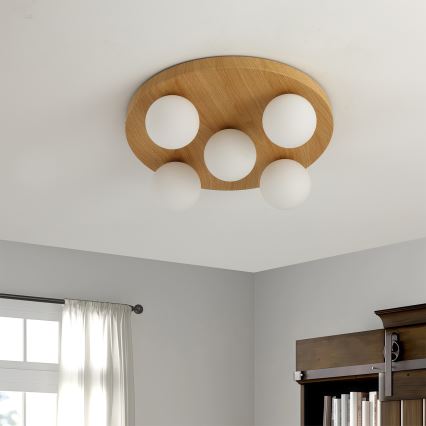Brilagi - Deckenleuchte LUND WOOD 5xG9/9W/230V Ø 40 cm Gummibaumholz