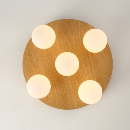 Brilagi - Deckenleuchte LUND WOOD 5xG9/9W/230V Ø 40 cm Gummibaumholz