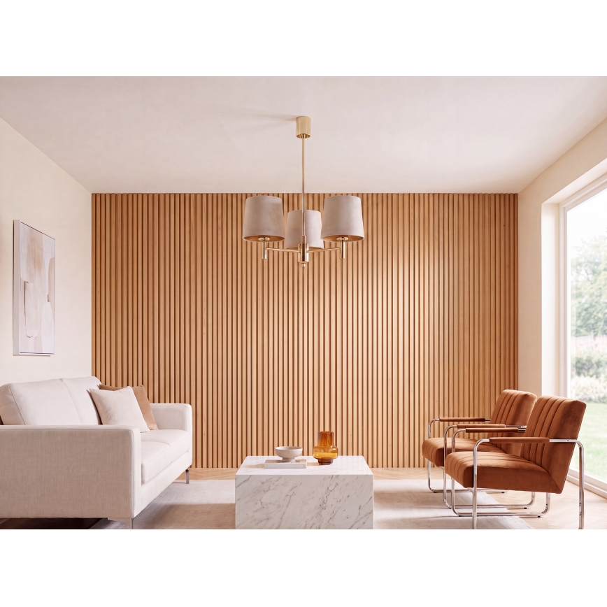 Brilagi - Deckenleuchte mit Stange MONTE 3xE27/60W/230V Beige/Gold
