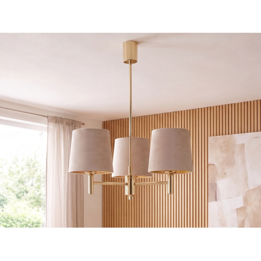 Brilagi - Deckenleuchte mit Stange MONTE 3xE27/60W/230V Beige/Gold