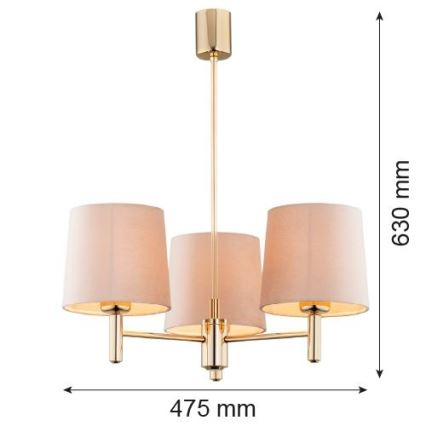 Brilagi - Deckenleuchte mit Stange MONTE 3xE27/60W/230V Beige/Gold