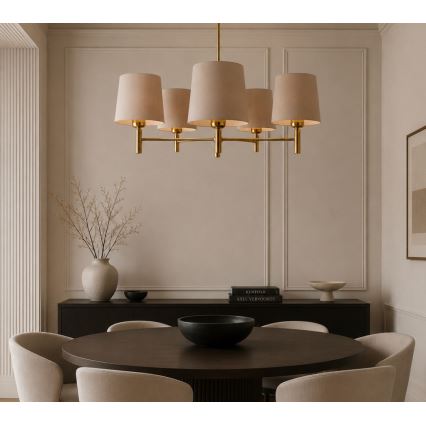 Brilagi - Deckenleuchte mit Stange MONTE 5xE27/60W/230V beige/gold