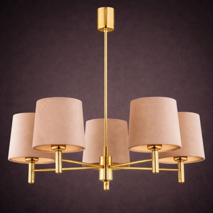 Brilagi - Deckenleuchte mit Stange MONTE 5xE27/60W/230V beige/gold