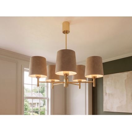 Brilagi - Deckenleuchte mit Stange MONTE 5xE27/60W/230V beige/gold