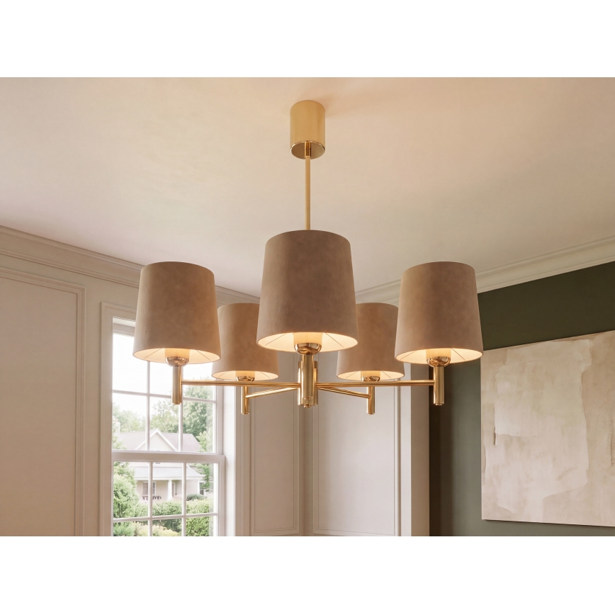 Brilagi - Deckenleuchte mit Stange MONTE 5xE27/60W/230V beige/gold