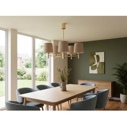 Brilagi - Deckenleuchte mit Stange MONTE 5xE27/60W/230V beige/gold