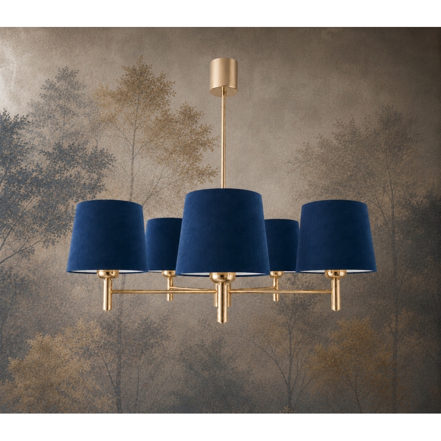 Brilagi - Deckenleuchte mit Stange MONTE 5xE27/60W/230V blau/gold