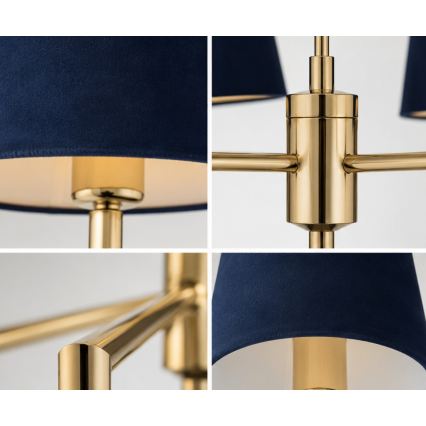 Brilagi - Deckenleuchte mit Stange MONTE 5xE27/60W/230V blau/gold