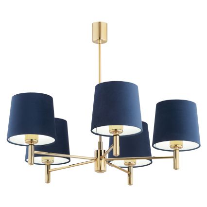 Brilagi - Deckenleuchte mit Stange MONTE 5xE27/60W/230V blau/gold