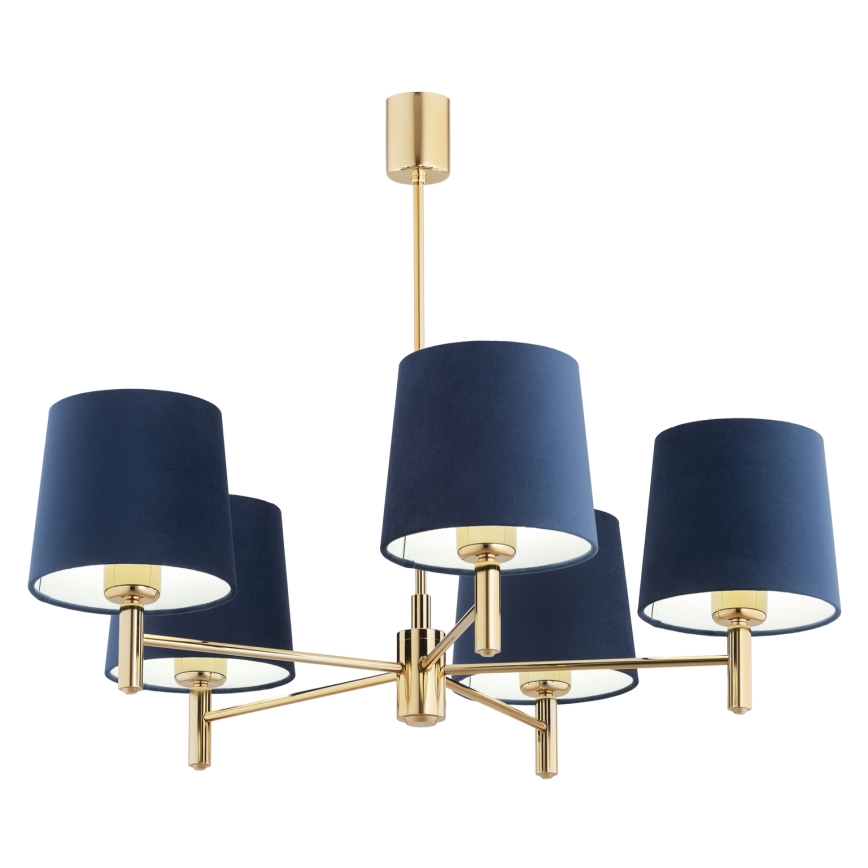 Brilagi - Deckenleuchte mit Stange MONTE 5xE27/60W/230V blau/gold