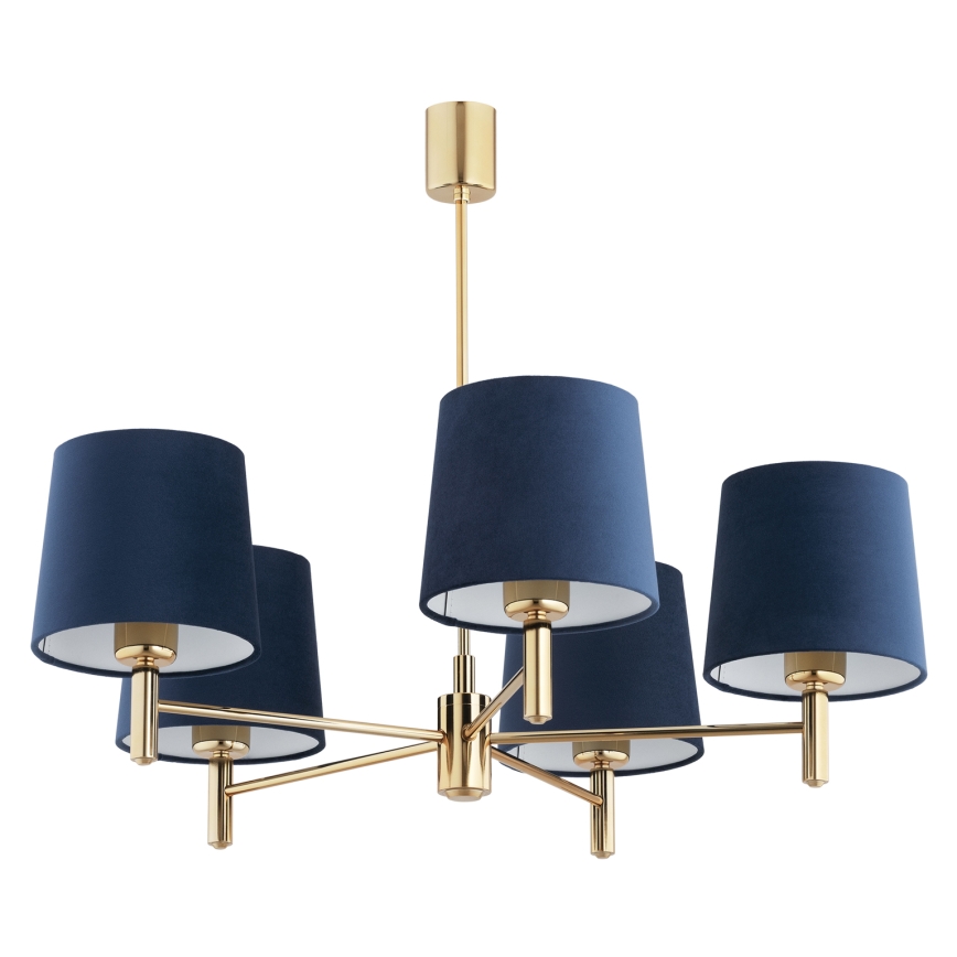 Brilagi - Deckenleuchte mit Stange MONTE 5xE27/60W/230V blau/gold