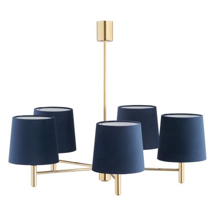Brilagi - Deckenleuchte mit Stange MONTE 5xE27/60W/230V blau/gold