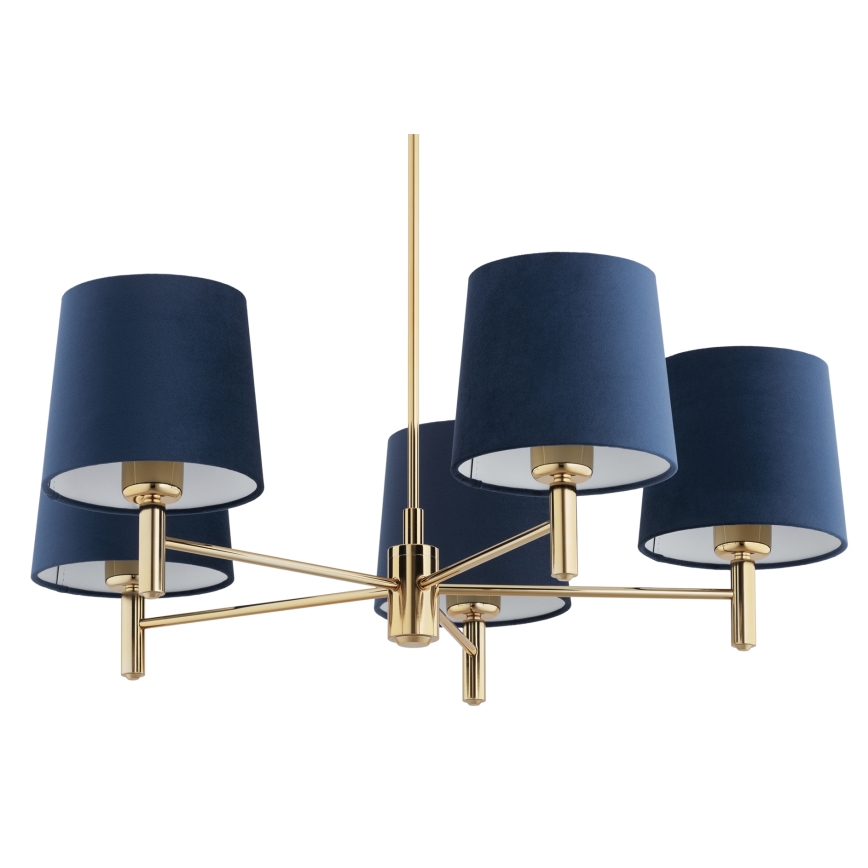 Brilagi - Deckenleuchte mit Stange MONTE 5xE27/60W/230V blau/gold