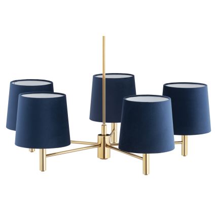 Brilagi - Deckenleuchte mit Stange MONTE 5xE27/60W/230V blau/gold