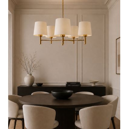 Brilagi - Deckenleuchte mit Stange MONTE 5xE27/60W/230V creme/gold