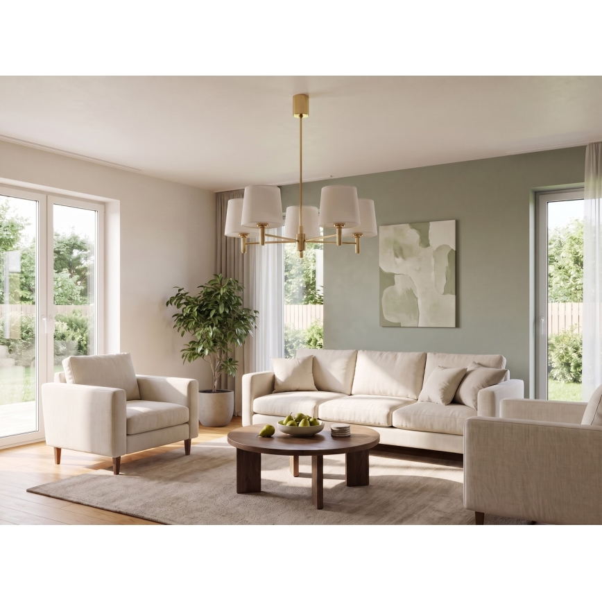 Brilagi - Deckenleuchte mit Stange MONTE 5xE27/60W/230V creme/gold