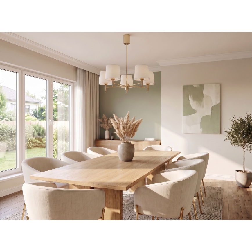 Brilagi - Deckenleuchte mit Stange MONTE 5xE27/60W/230V creme/gold