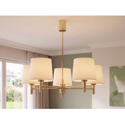 Brilagi - Deckenleuchte mit Stange MONTE 5xE27/60W/230V creme/gold