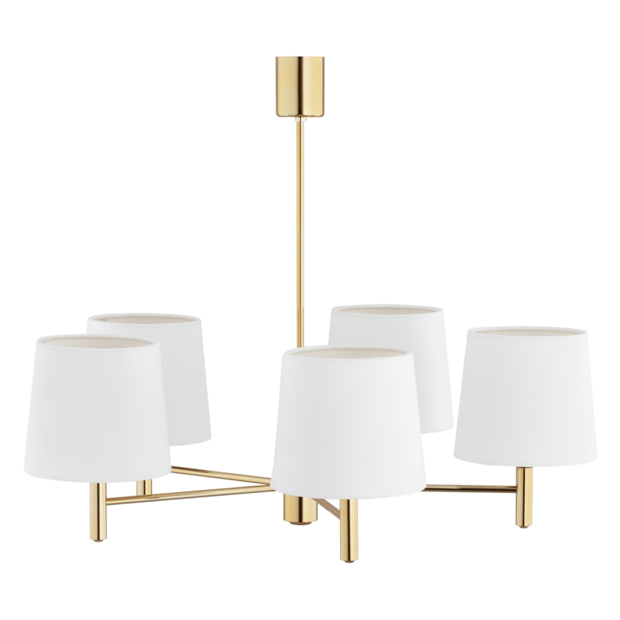 Brilagi - Deckenleuchte mit Stange MONTE 5xE27/60W/230V creme/gold