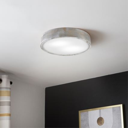 Brilagi - Deckenleuchte PINO 2xE27/15W/230V Kiefer/Silber Ø 37,5 cm