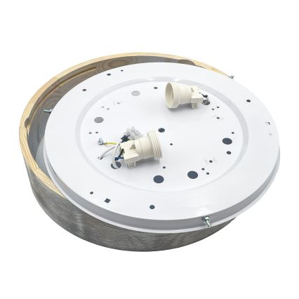 Brilagi - Deckenleuchte PINO 2xE27/15W/230V Kiefer/Silber Ø 37,5 cm