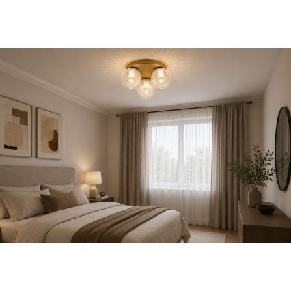 Brilagi - Deckenleuchte STELLA 3xE27/60W/230V Ø 35 cm beige/gold