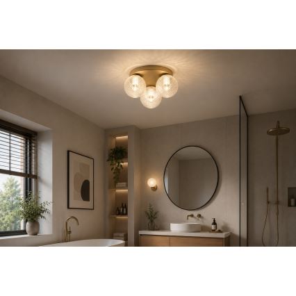 Brilagi - Deckenleuchte STELLA 3xE27/60W/230V Ø 35 cm beige/gold