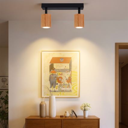 Brilagi - Deckenspot MODERN WOOD 2xGU10/8W/230V Holz/Schwarz