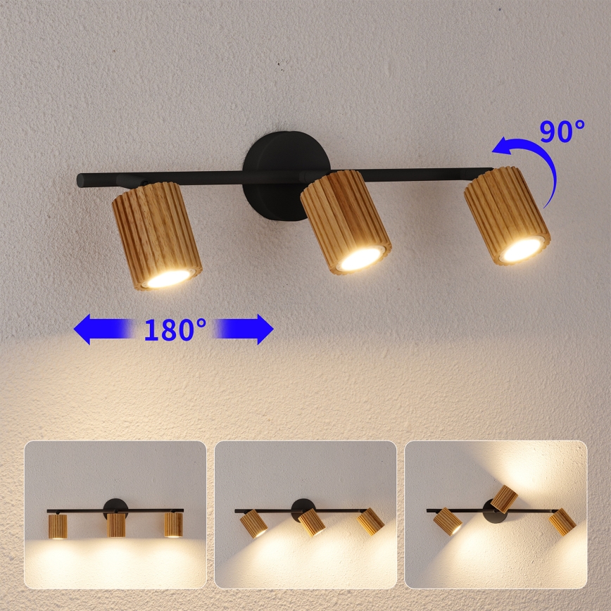 Brilagi - Deckenspot MODERN WOOD 3xGU10/8W/230V Holz/Schwarz