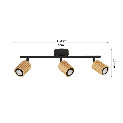 Brilagi - Deckenspot MODERN WOOD 3xGU10/8W/230V Holz/Schwarz