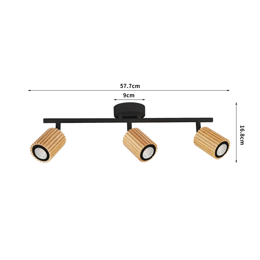 Brilagi - Deckenspot MODERN WOOD 3xGU10/8W/230V Holz/Schwarz
