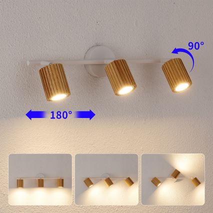 Brilagi - Deckenspot MODERN WOOD 3xGU10/8W/230V Holz/weiß
