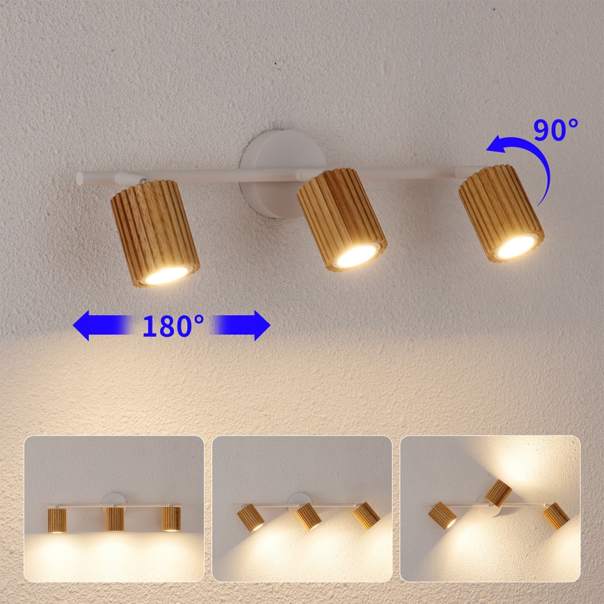 Brilagi - Deckenspot MODERN WOOD 3xGU10/8W/230V Holz/weiß