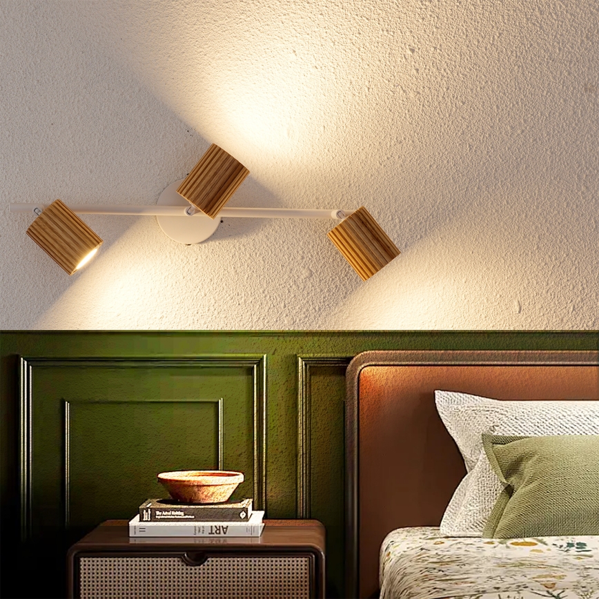 Brilagi - Deckenspot MODERN WOOD 3xGU10/8W/230V Holz/weiß