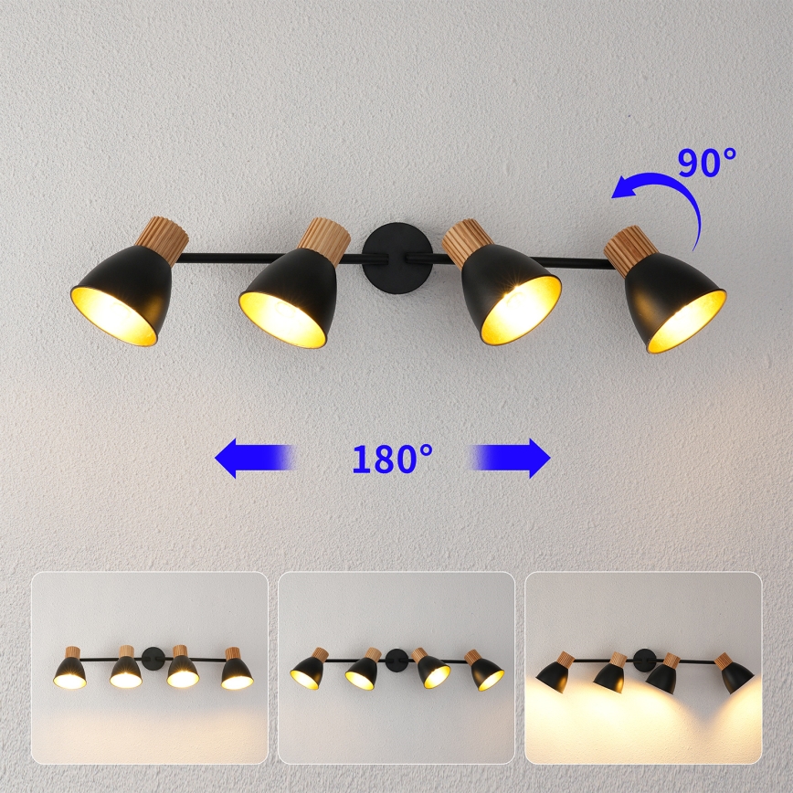Brilagi - Deckenspot ODENSE 4xE14/10W/230V Kautschukholz/Schwarz