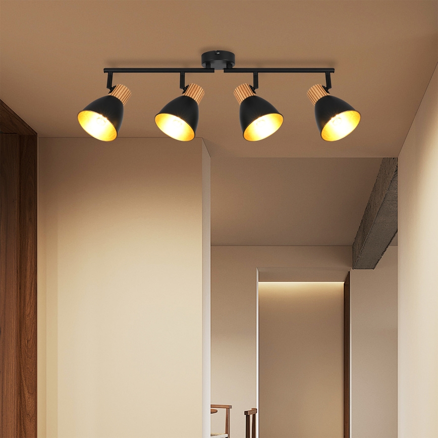 Brilagi - Deckenspot ODENSE 4xE14/10W/230V Kautschukholz/Schwarz